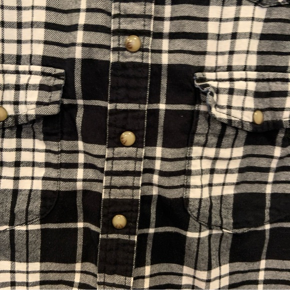 Custom made Nirvana graphic on Black and White Flannel Pearl Snap Shirt Sz S - Picture 6 of 7